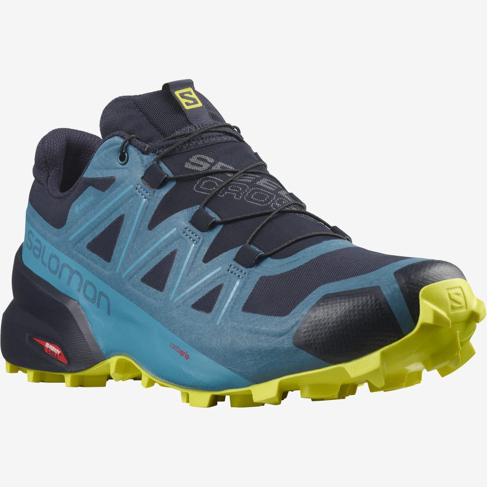 Men's Salomon SPEEDCROSS 5 GORE-TEX Trail Running Shoes Navy/Blue | VGFR-85291