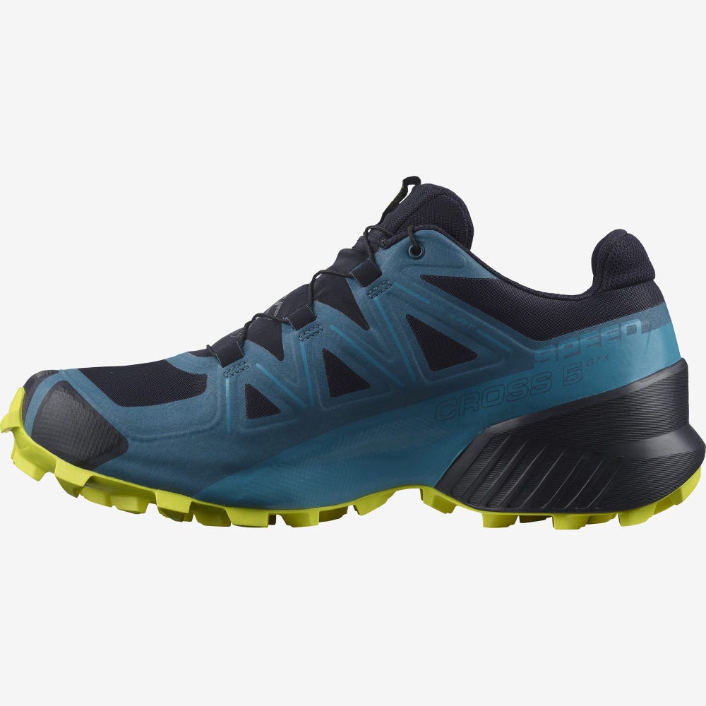 Men's Salomon SPEEDCROSS 5 GORE-TEX Trail Running Shoes Navy/Blue | VGFR-85291