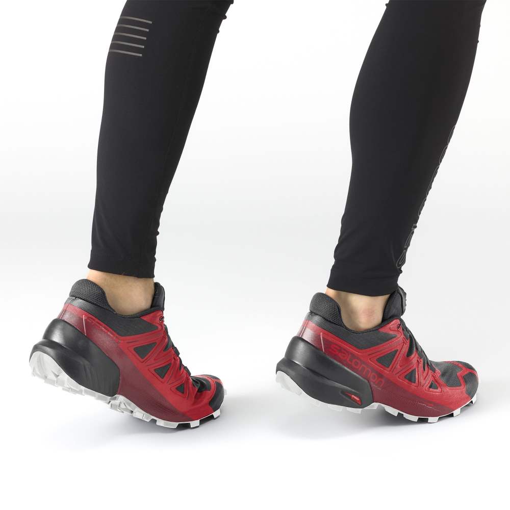 Men's Salomon SPEEDCROSS 5 Trail Running Shoes Black/Red/Red | GMCJ-19248
