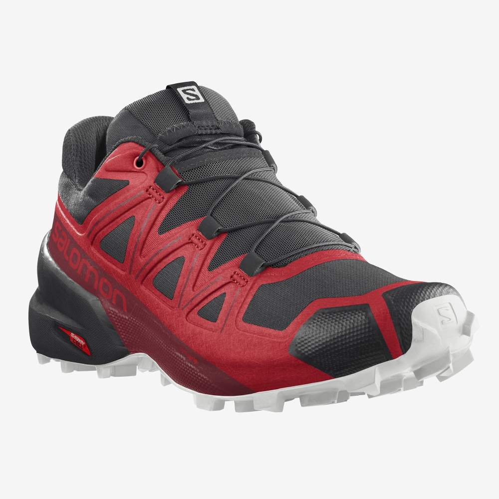 Men's Salomon SPEEDCROSS 5 Trail Running Shoes Black/Red/Red | GMCJ-19248