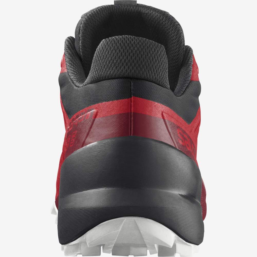 Men's Salomon SPEEDCROSS 5 Trail Running Shoes Black/Red/Red | GMCJ-19248