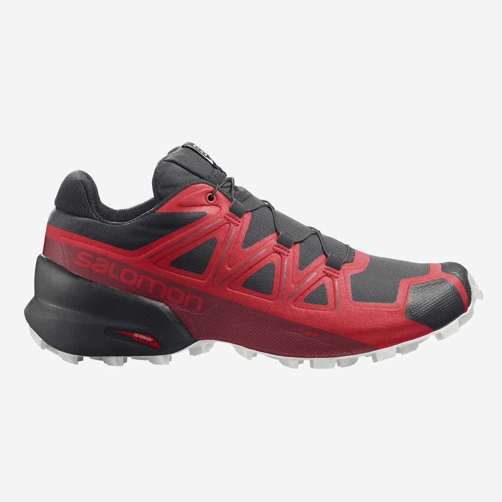 Men\'s Salomon SPEEDCROSS 5 Trail Running Shoes Black/Red/Red | GMCJ-19248