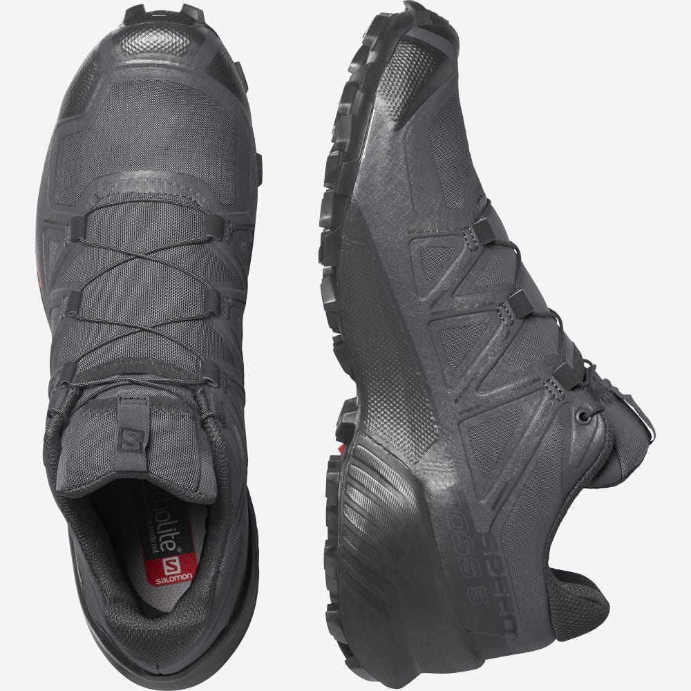 Men's Salomon SPEEDCROSS 5 Trail Running Shoes Grey/Black | SUBZ-35168