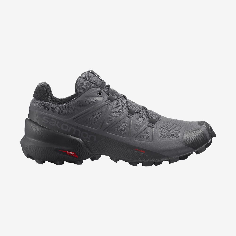 Men\'s Salomon SPEEDCROSS 5 Trail Running Shoes Grey/Black | SUBZ-35168
