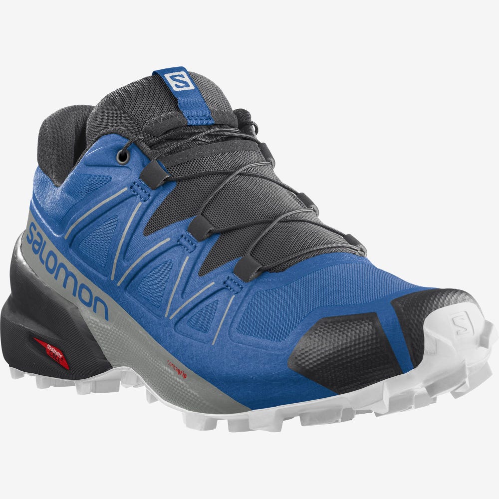 Men's Salomon SPEEDCROSS 5 Trail Running Shoes Black/White | UIBJ-34807