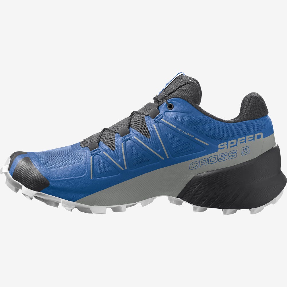 Men's Salomon SPEEDCROSS 5 Trail Running Shoes Black/White | UIBJ-34807