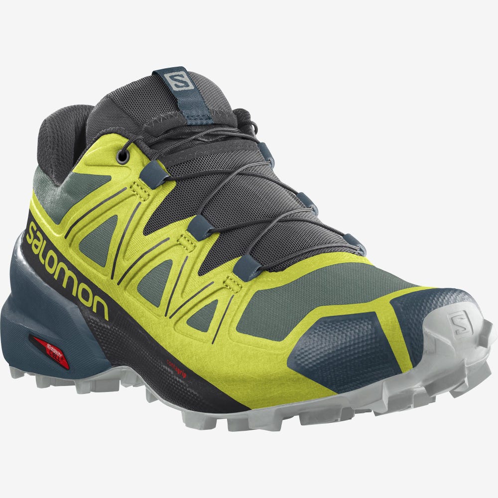 Men's Salomon SPEEDCROSS 5 Trail Running Shoes Green/Black | VHRF-60793