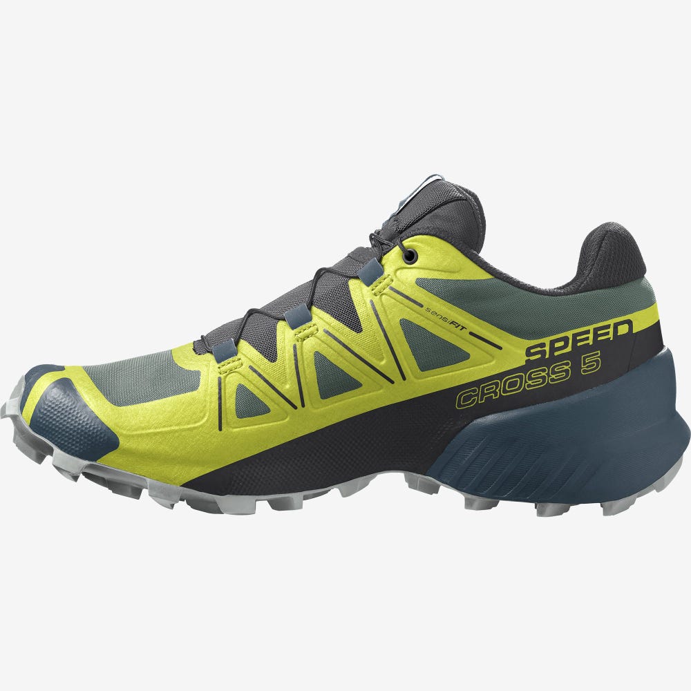 Men's Salomon SPEEDCROSS 5 Trail Running Shoes Green/Black | VHRF-60793