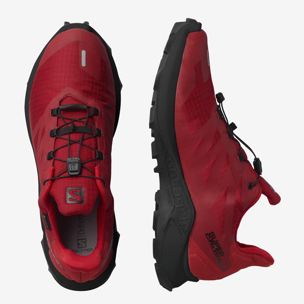 Men's Salomon SUPERCROSS 3 GORE-TEX Trail Running Shoes Red/White/Red | BFZL-27490
