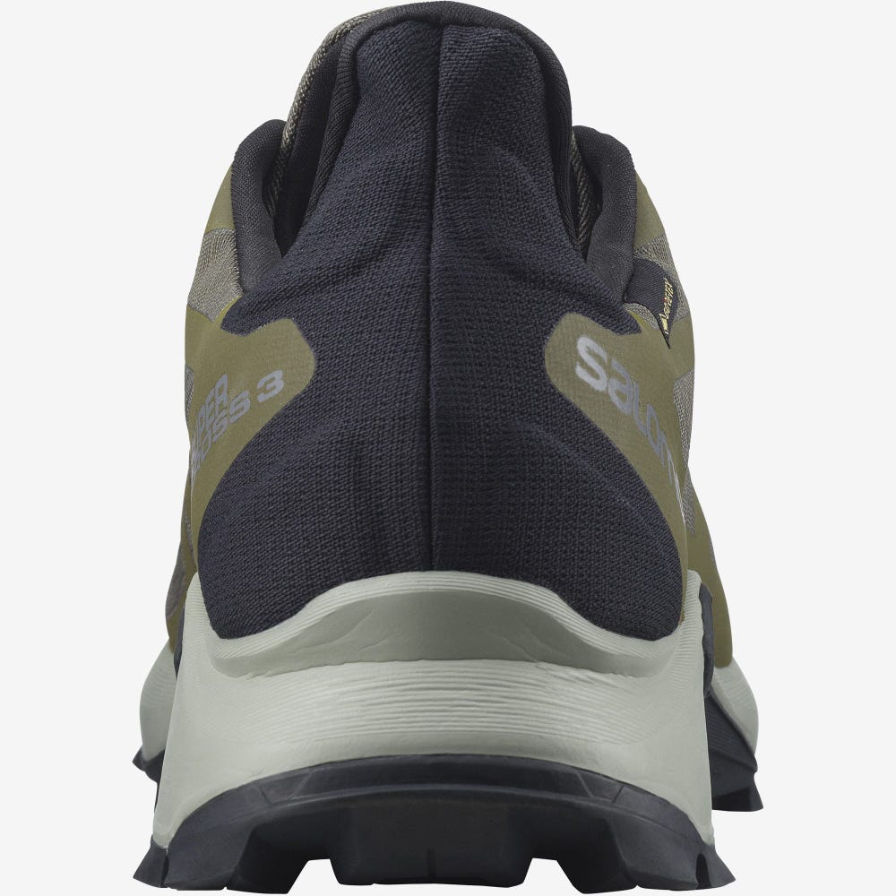 Men's Salomon SUPERCROSS 3 GORE-TEX Trail Running Shoes Olive/Black | BJYN-98307