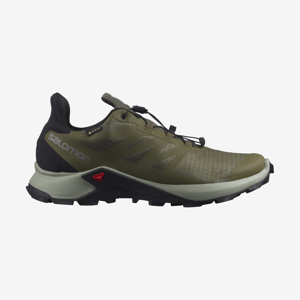 Men\'s Salomon SUPERCROSS 3 GORE-TEX Trail Running Shoes Olive/Black | BJYN-98307