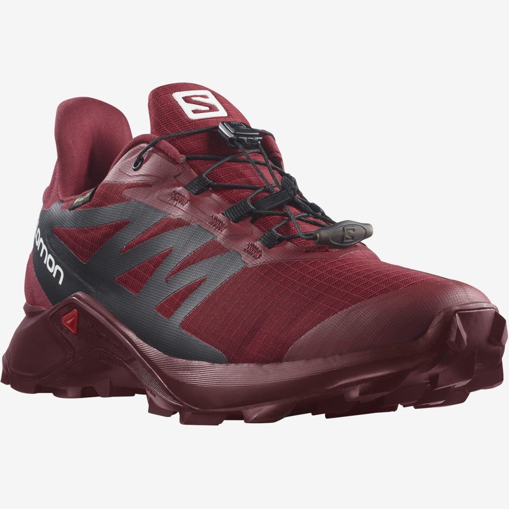 Men's Salomon SUPERCROSS 3 GORE-TEX Trail Running Shoes Red/White/Black | MAZB-93170