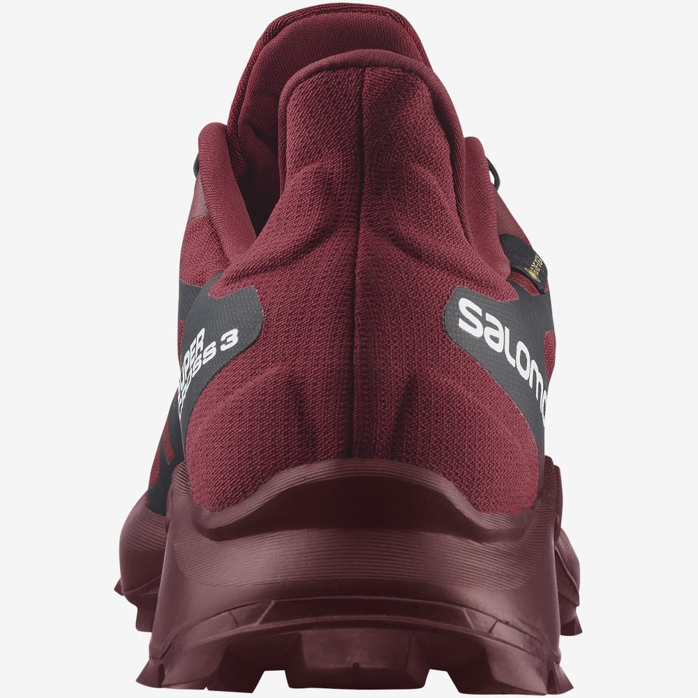Men's Salomon SUPERCROSS 3 GORE-TEX Trail Running Shoes Red/White/Black | MAZB-93170