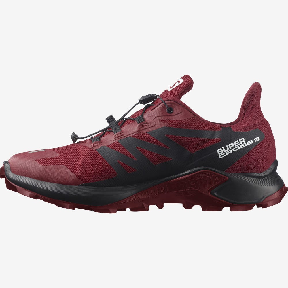 Men's Salomon SUPERCROSS 3 GORE-TEX Trail Running Shoes Red/White/Black | MAZB-93170