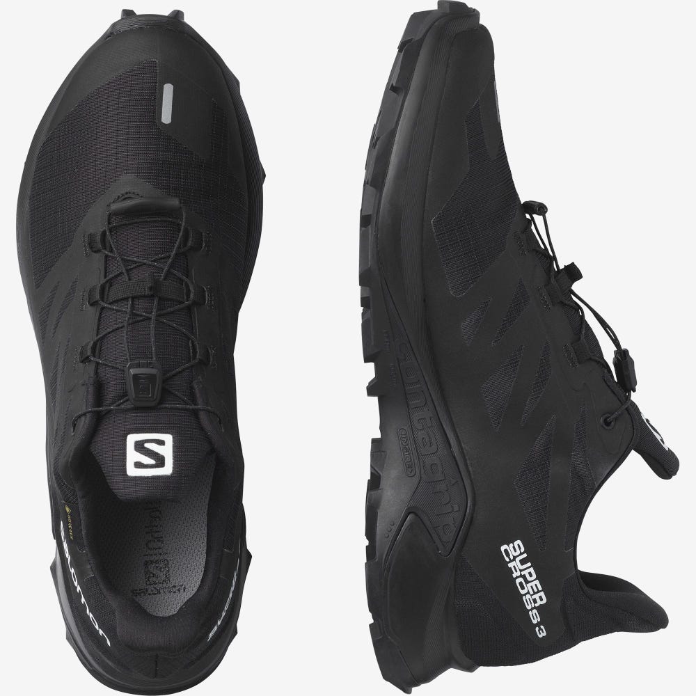 Men's Salomon SUPERCROSS 3 GORE-TEX Trail Running Shoes Black | SUTK-97683