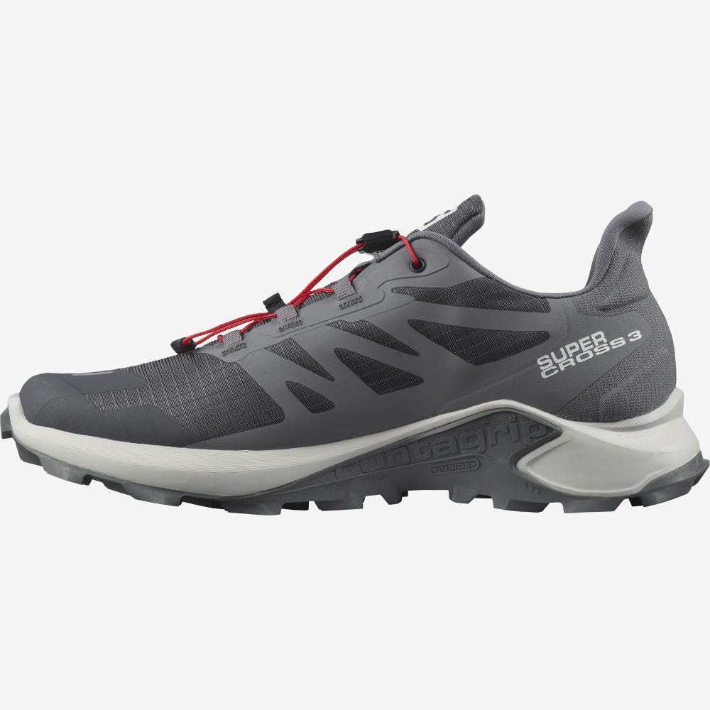 Men's Salomon SUPERCROSS 3 Trail Running Shoes Grey | OKVT-80216