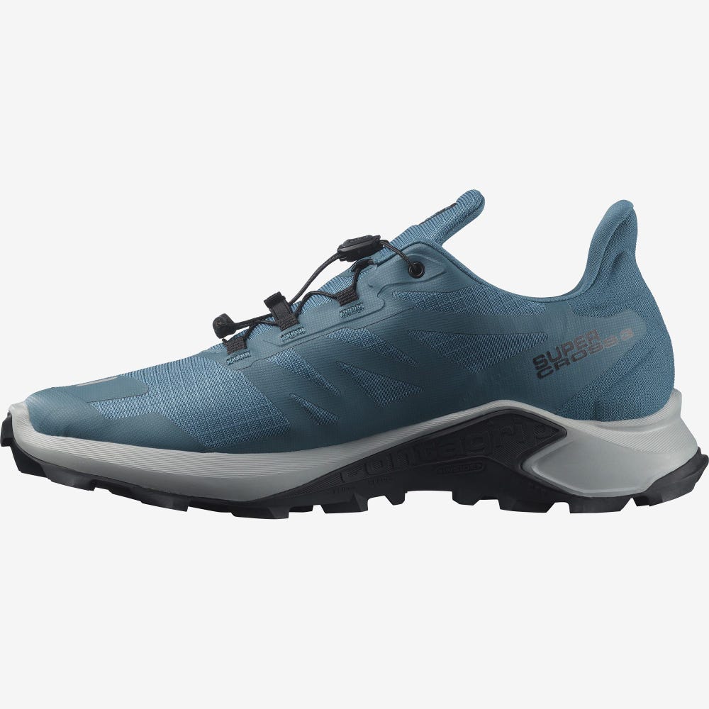 Men's Salomon SUPERCROSS 3 Trail Running Shoes Blue/Black | TLVJ-05742
