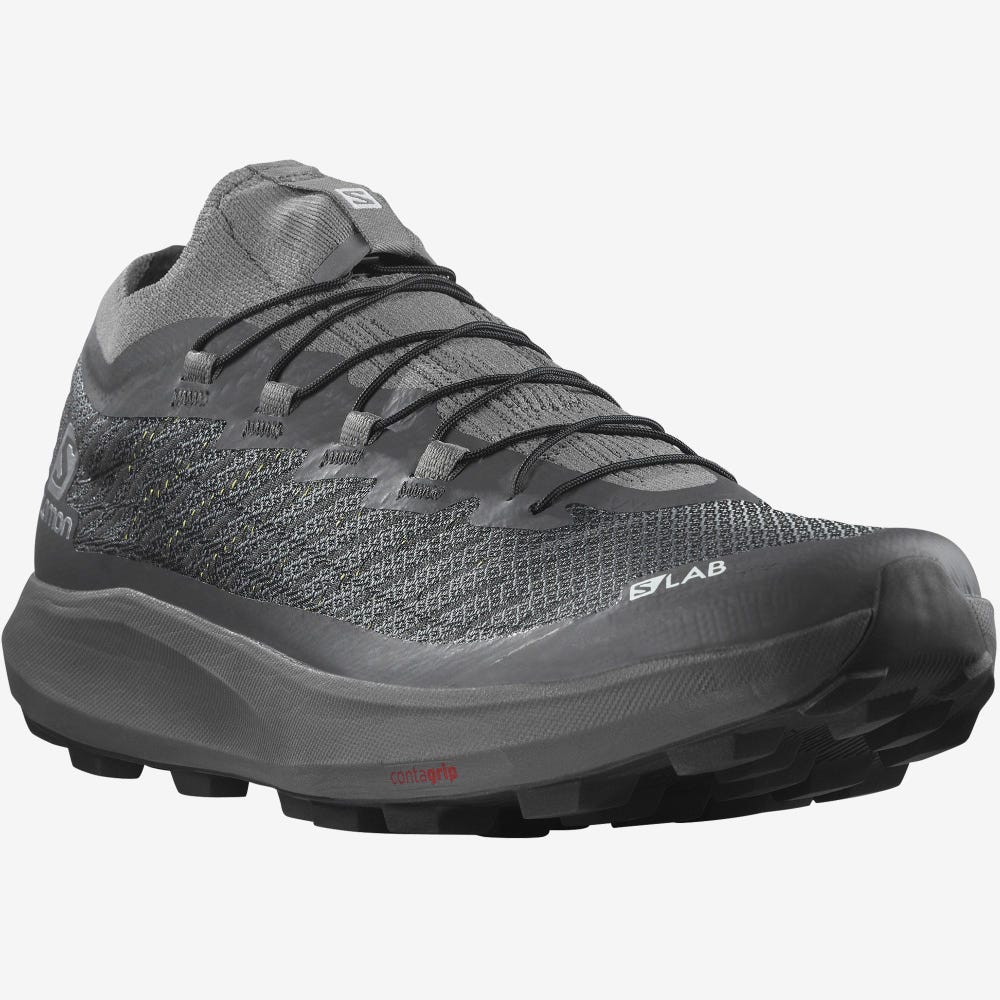 Men's Salomon S/LAB PULSAR SOFT GROUND Trail Running Shoes Grey/Black | XLIT-89653
