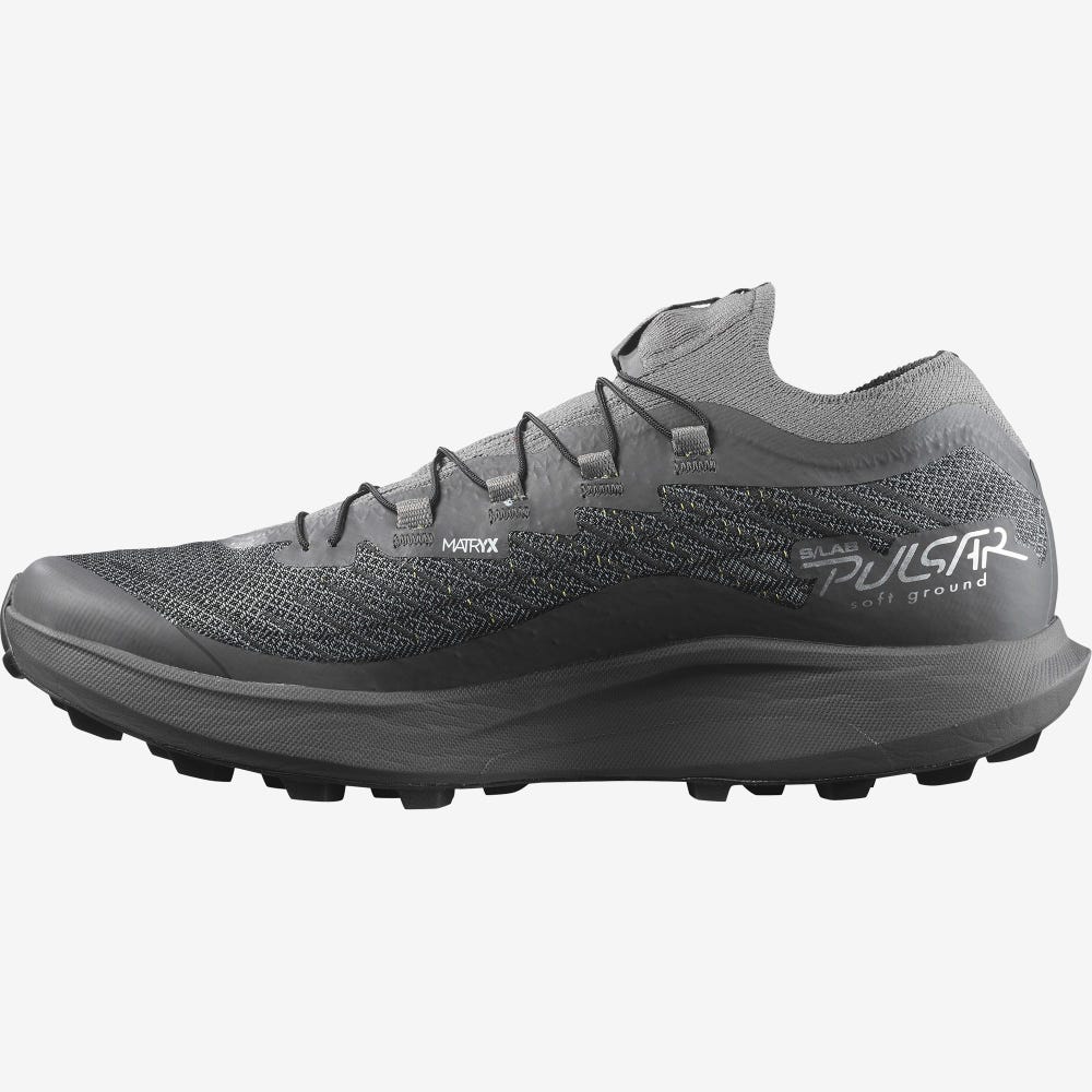 Men's Salomon S/LAB PULSAR SOFT GROUND Trail Running Shoes Grey/Black | XLIT-89653
