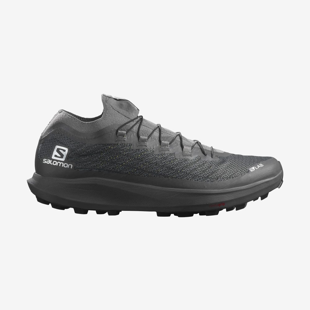 Men\'s Salomon S/LAB PULSAR SOFT GROUND Trail Running Shoes Grey/Black | XLIT-89653