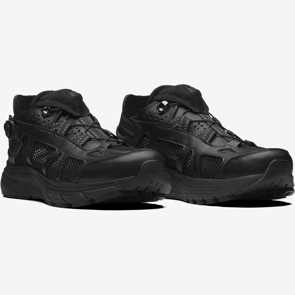 Men's Salomon TECHSONIC LEATHER ADVANCED Sneakers Black | DWMO-27361