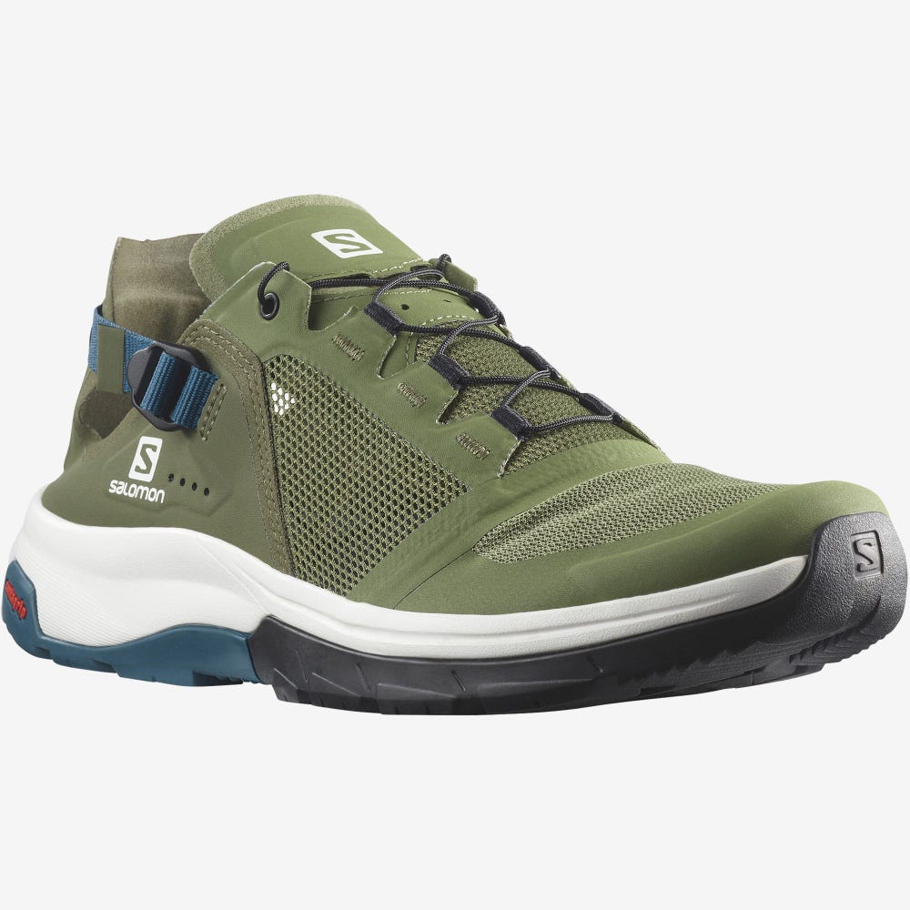 Men's Salomon TECH AMPHIB 4 Hiking Shoes Olive/Blue | KBUC-96835