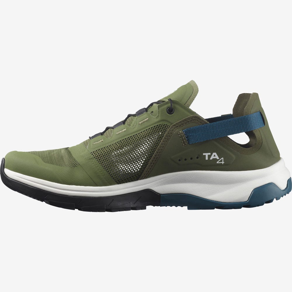 Men's Salomon TECH AMPHIB 4 Hiking Shoes Olive/Blue | KBUC-96835