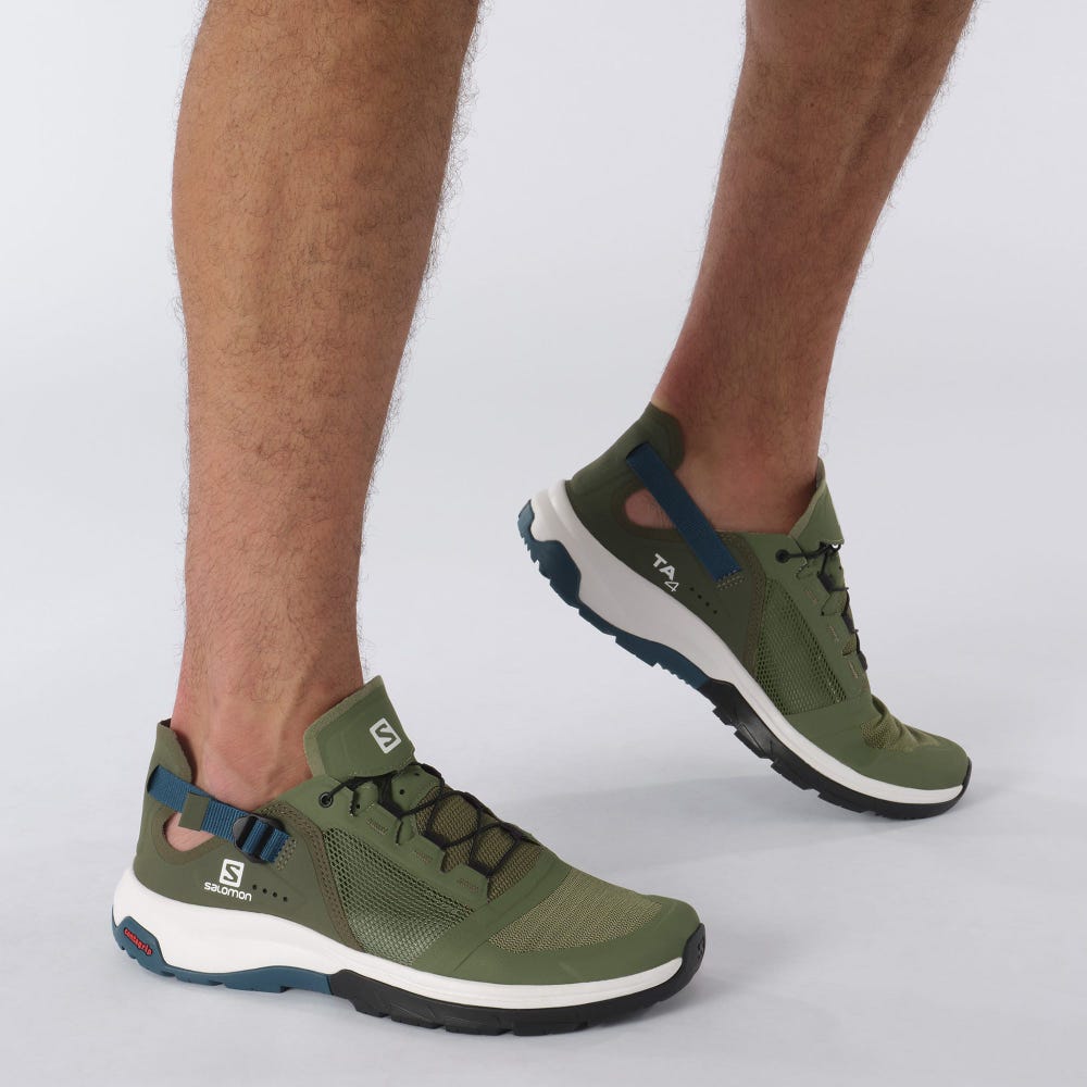 Men's Salomon TECH AMPHIB 4 Hiking Shoes Olive/Blue | KBUC-96835