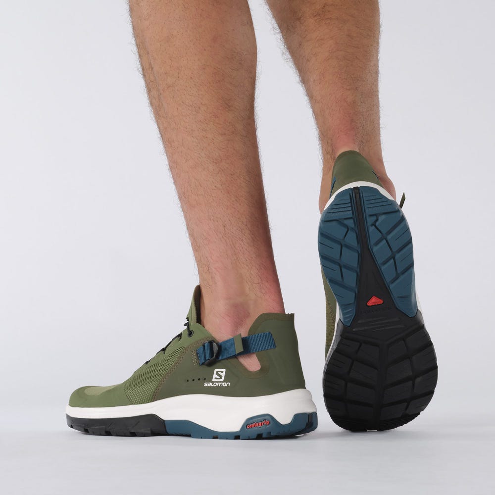 Men's Salomon TECH AMPHIB 4 Sandals Olive/Blue | TSEQ-13857