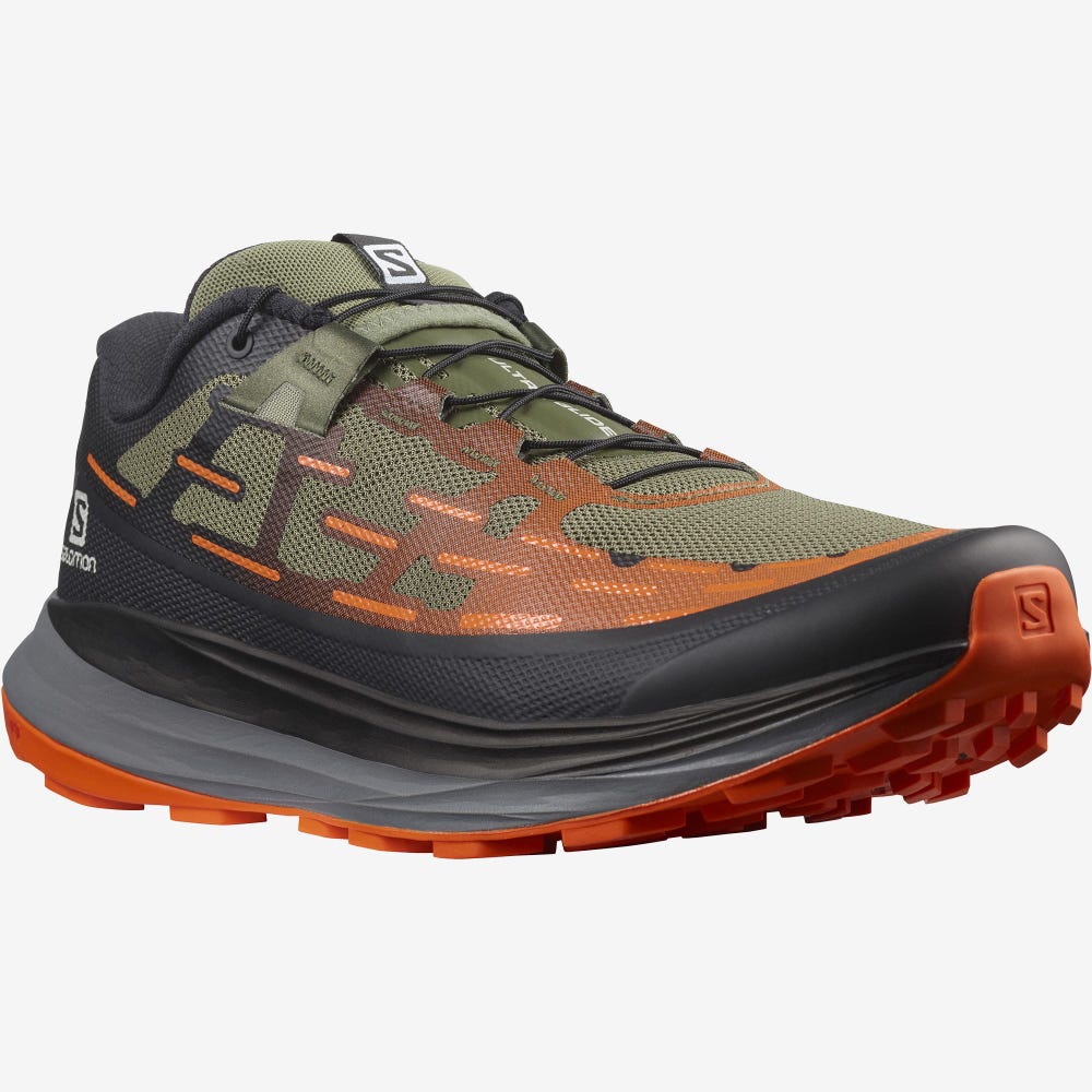 Men's Salomon ULTRA GLIDE Trail Running Shoes Deep Green/Black/Red Orange | MSGB-32694