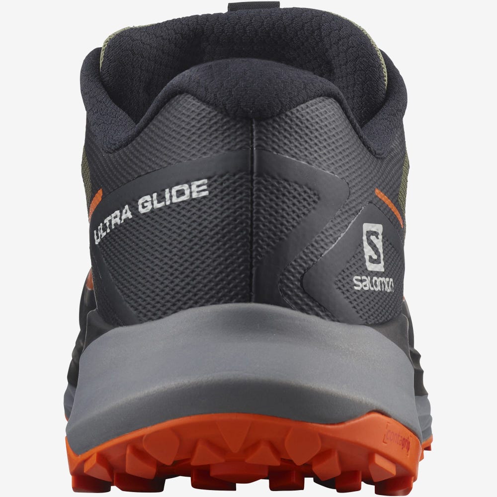Men's Salomon ULTRA GLIDE Trail Running Shoes Deep Green/Black/Red Orange | MSGB-32694