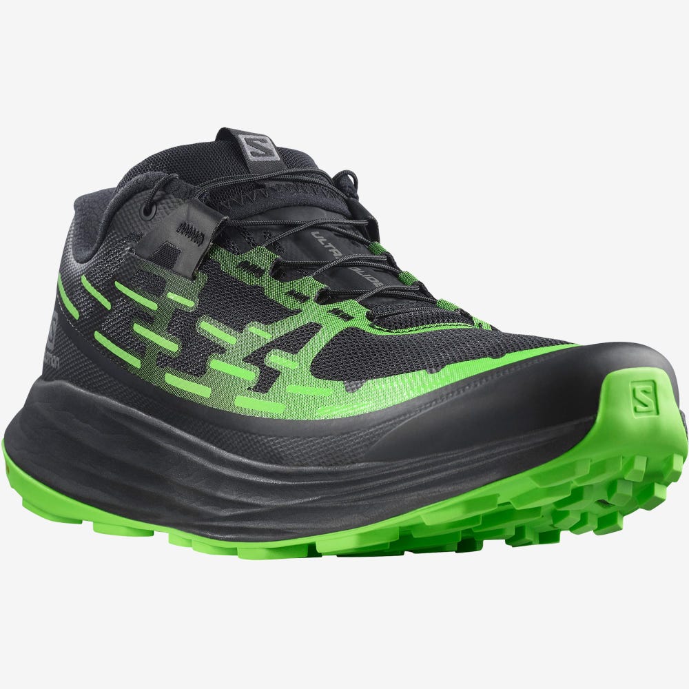 Men's Salomon ULTRA GLIDE Trail Running Shoes Black/Green/Black | XJDA-26038
