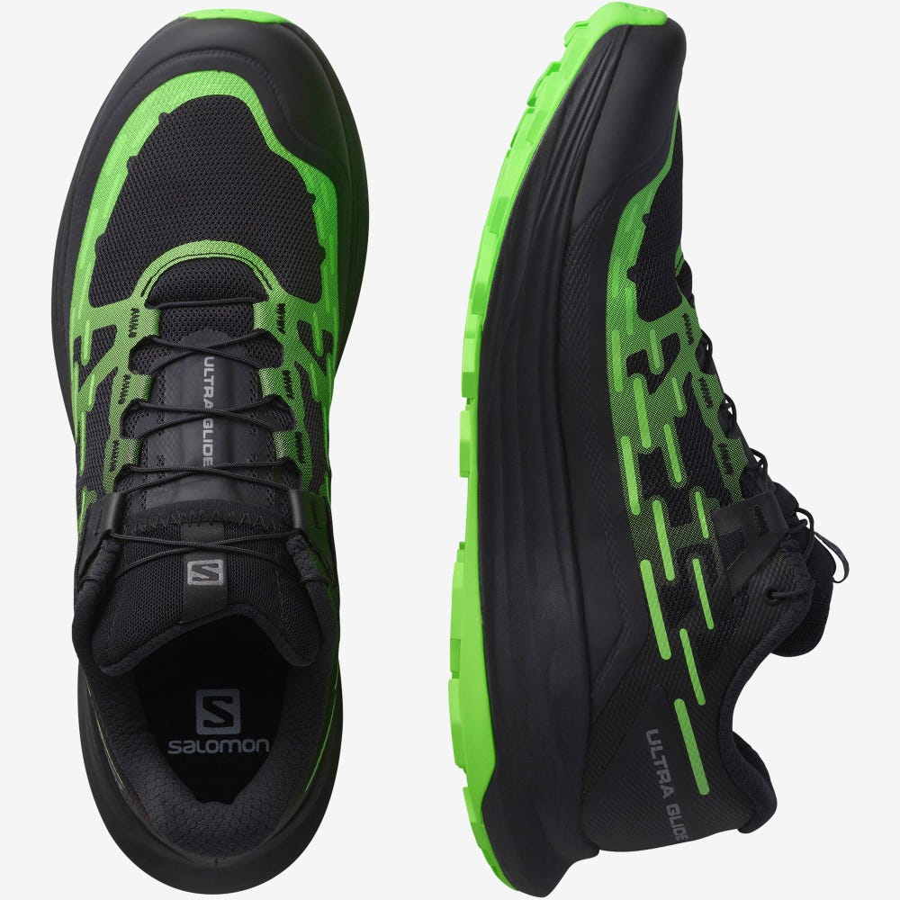 Men's Salomon ULTRA GLIDE Trail Running Shoes Black/Green/Black | XJDA-26038