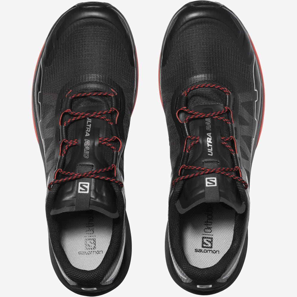 Men's Salomon ULTRA RAID Sneakers Black/Red/Silver Metal | LFZH-34651