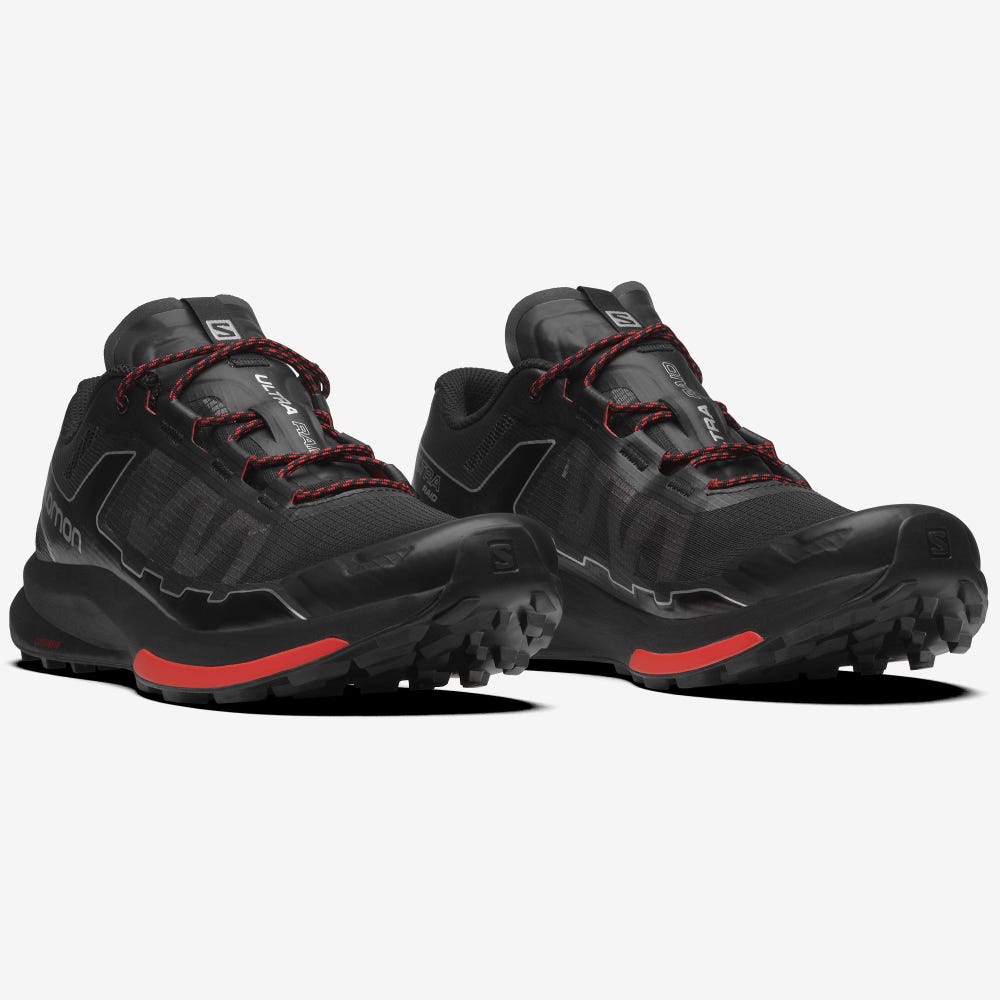 Men's Salomon ULTRA RAID Sneakers Black/Red/Silver Metal | LFZH-34651