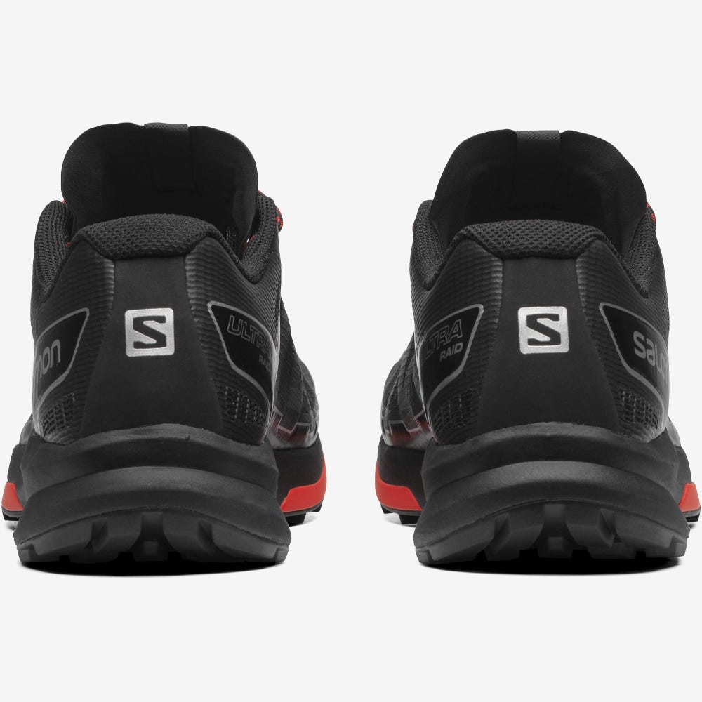 Men's Salomon ULTRA RAID Sneakers Black/Red/Silver Metal | LFZH-34651