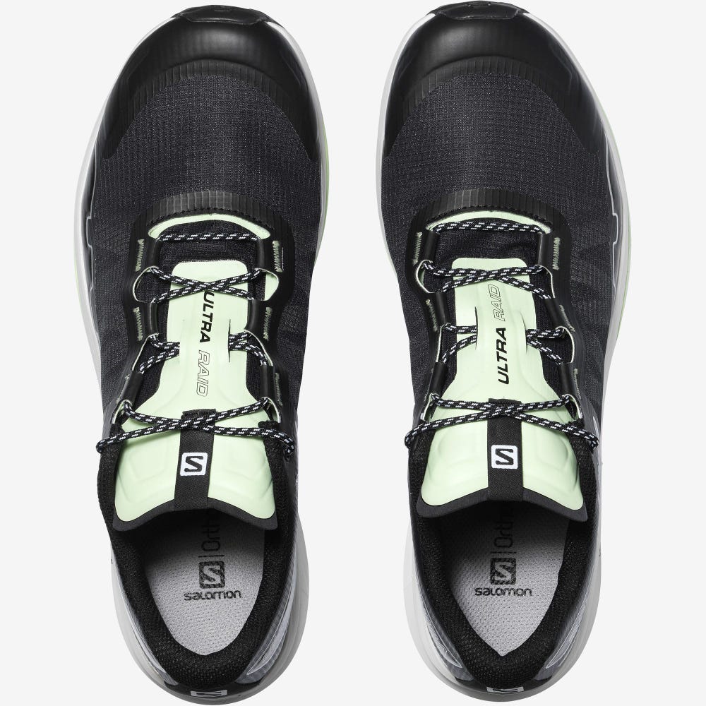 Men's Salomon ULTRA RAID Sneakers Black/White/Green | UMKL-97045