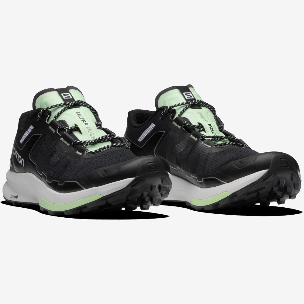 Men's Salomon ULTRA RAID Sneakers Black/White/Green | UMKL-97045