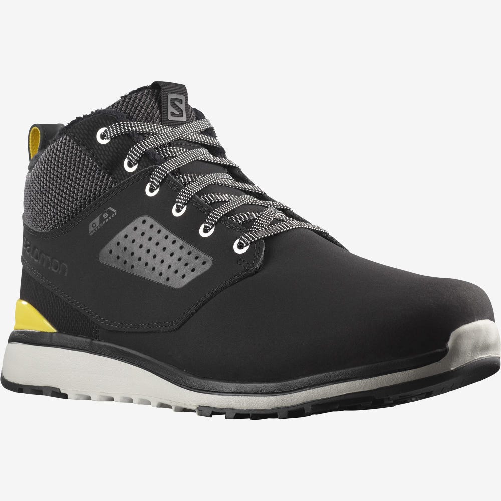 Men's Salomon UTILITY FREEZE CLIMASALOMON™ WATERPROOF Winter Boots Black/Yellow | DIOA-92831