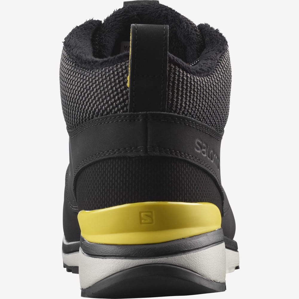 Men's Salomon UTILITY FREEZE CLIMASALOMON™ WATERPROOF Winter Boots Black/Yellow | DIOA-92831
