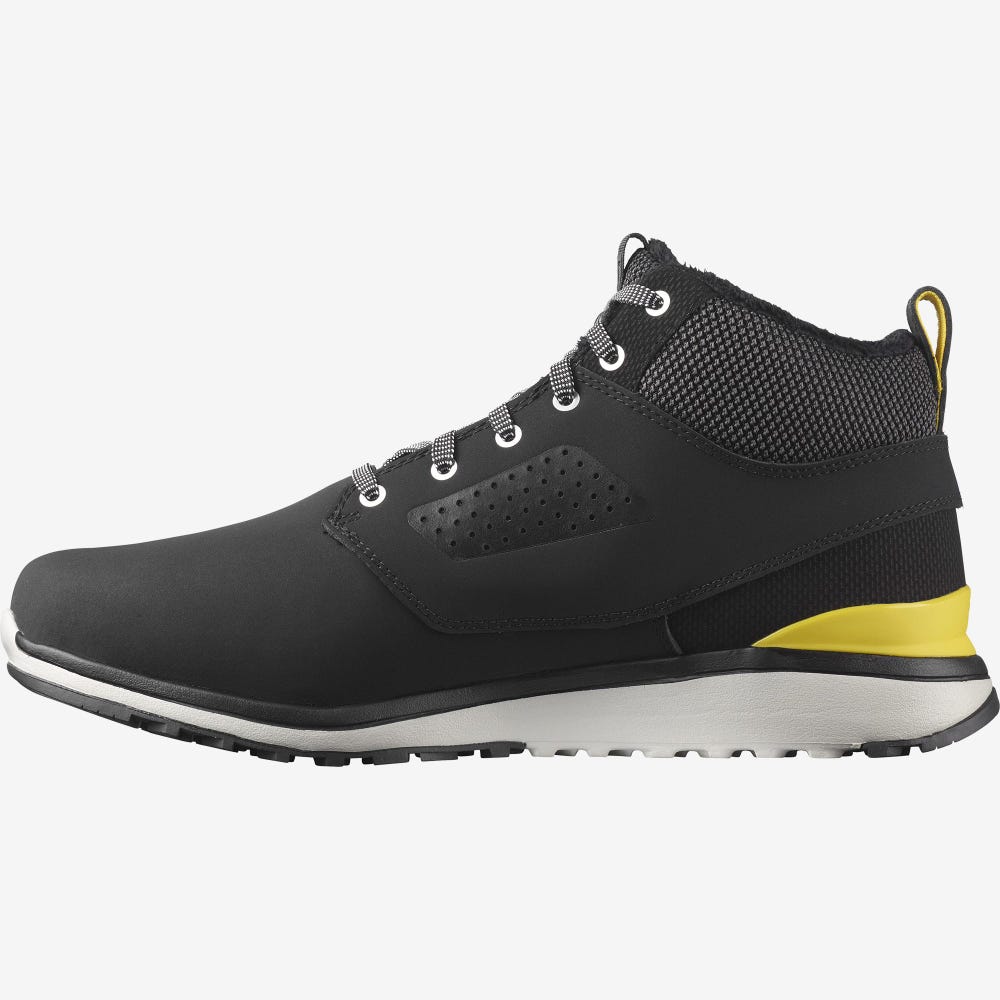 Men's Salomon UTILITY FREEZE CLIMASALOMON™ WATERPROOF Winter Boots Black/Yellow | DIOA-92831