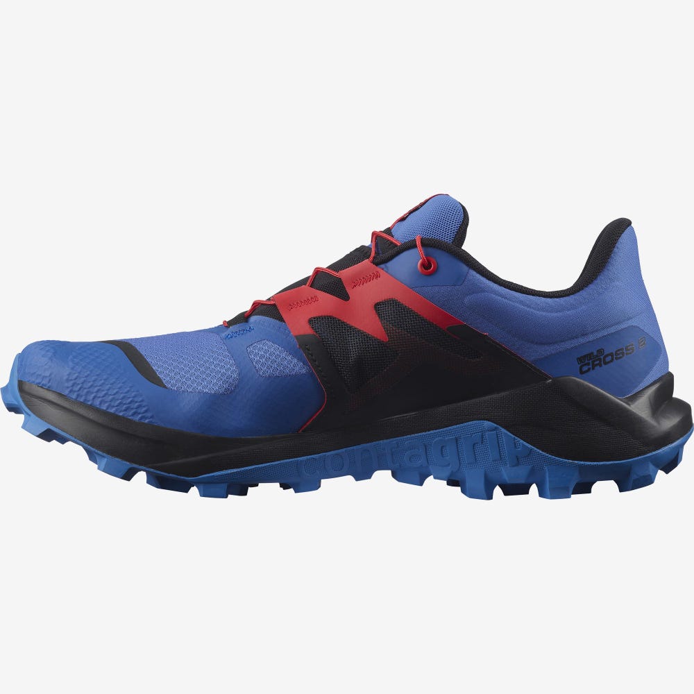 Men's Salomon WILDCROSS 2 Trail Running Shoes Blue/Black | LAXR-98031