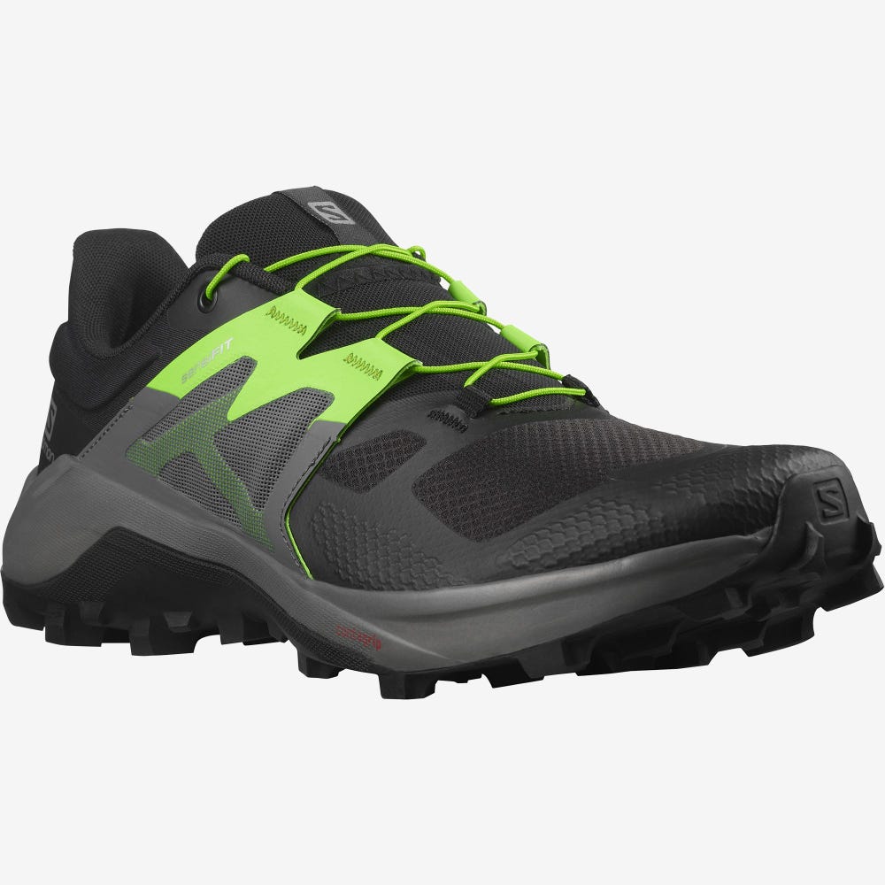 Men's Salomon WILDCROSS 2 Trail Running Shoes Black/Green | MKLE-47203