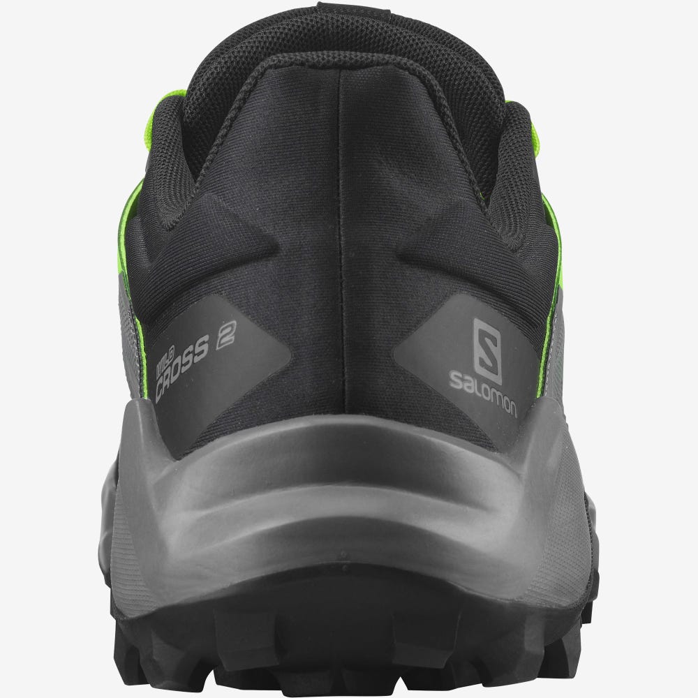 Men's Salomon WILDCROSS 2 Trail Running Shoes Black/Green | MKLE-47203