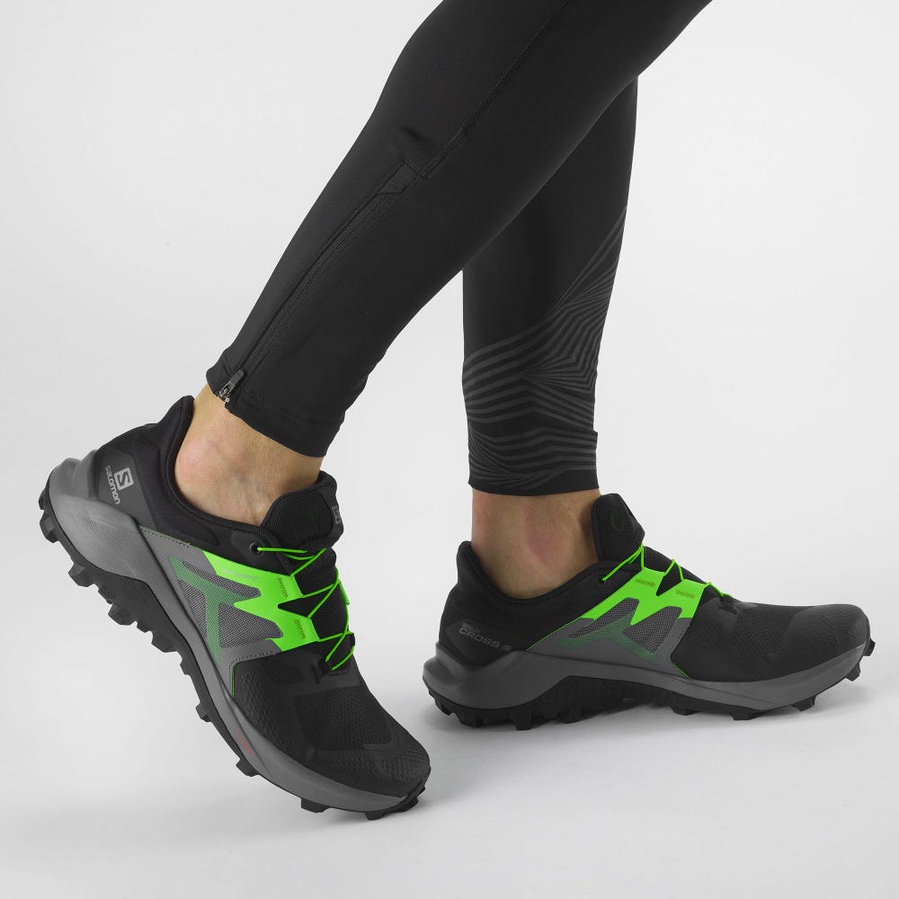 Men's Salomon WILDCROSS 2 Trail Running Shoes Black/Green | MKLE-47203