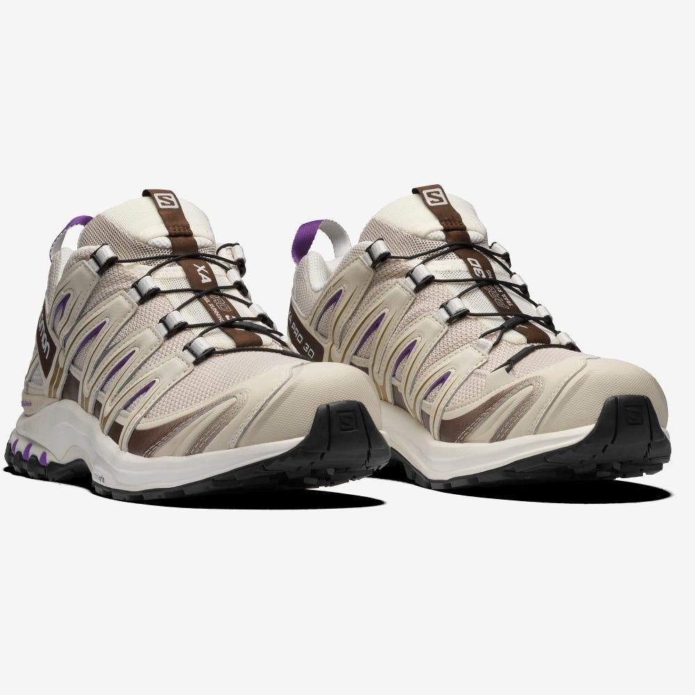 Men's Salomon XA PRO 3D Sneakers Beige/Chocolate/Royal Purple | AZIU-45980
