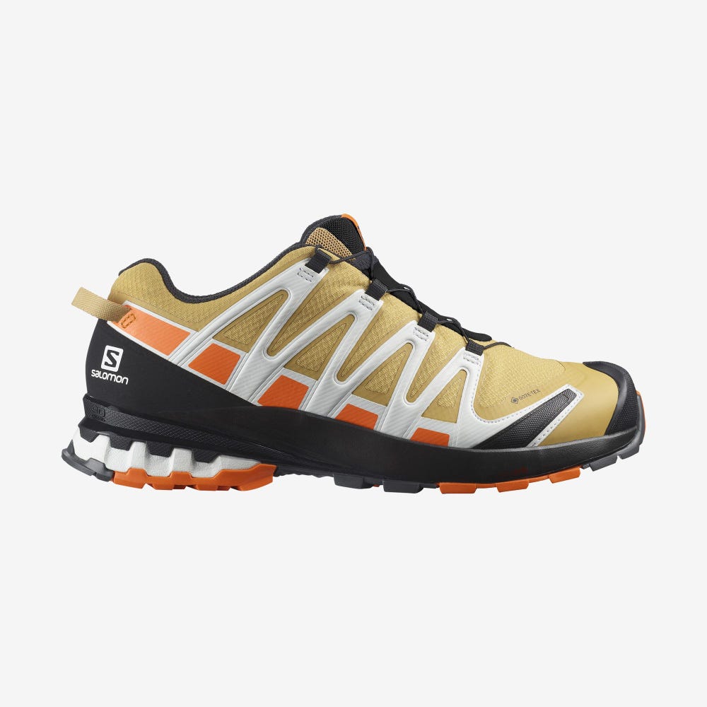Men\'s Salomon XA PRO 3D v8 GORE-TEX Trail Running Shoes Brown/Orange/White | KFYH-16752