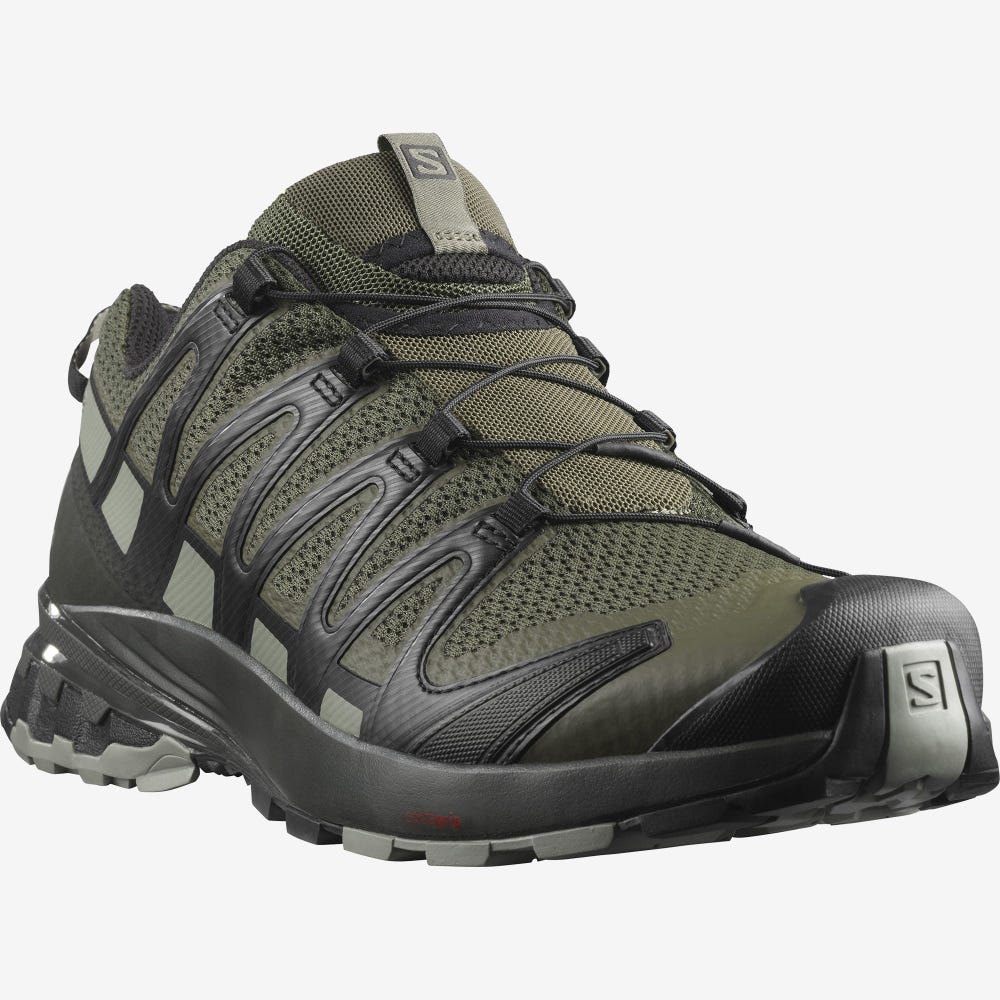 Men's Salomon XA PRO 3D v8 Trail Running Shoes Olive/Grey | FKXB-50813