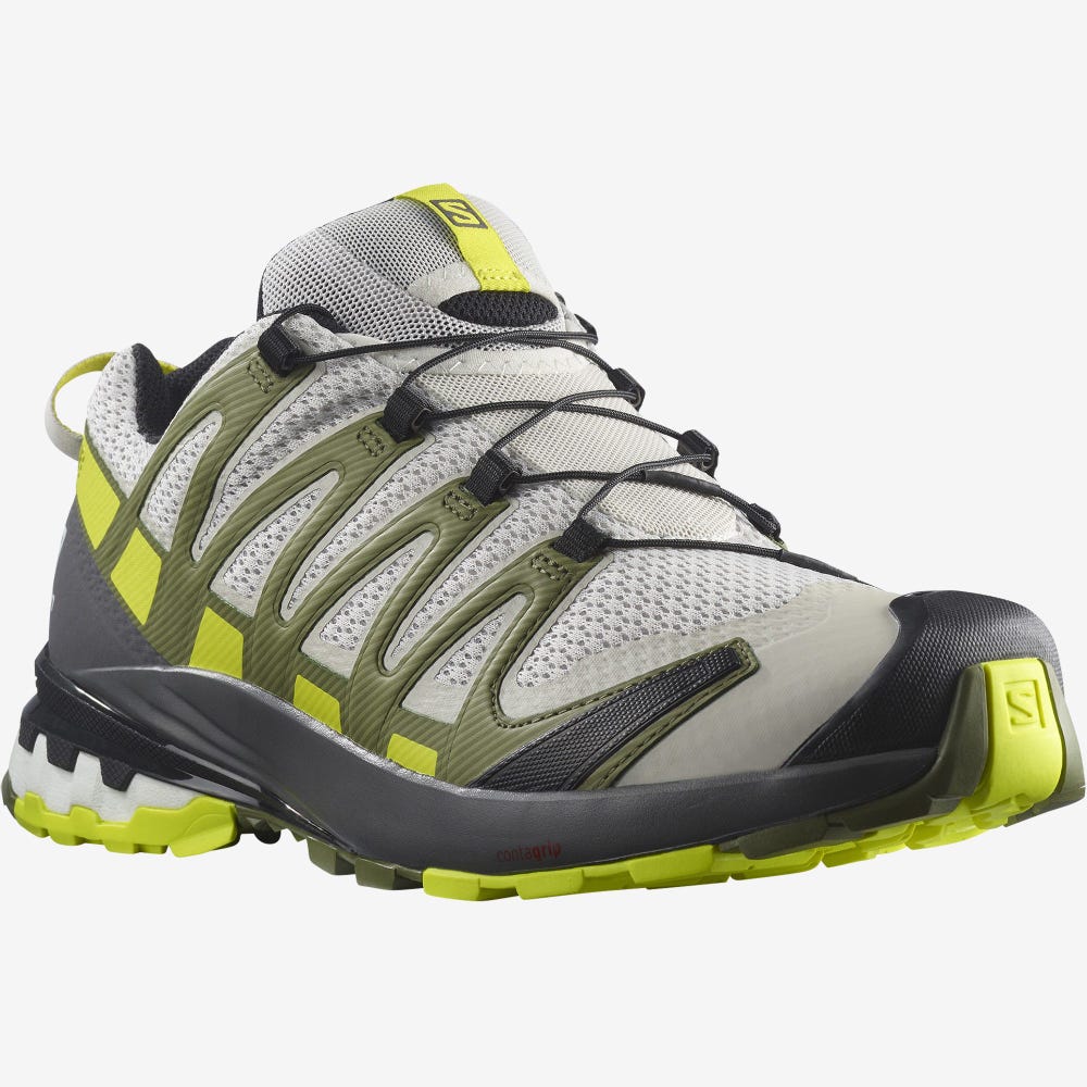 Men's Salomon XA PRO 3D v8 Trail Running Shoes Grey/Green | XCYG-17406