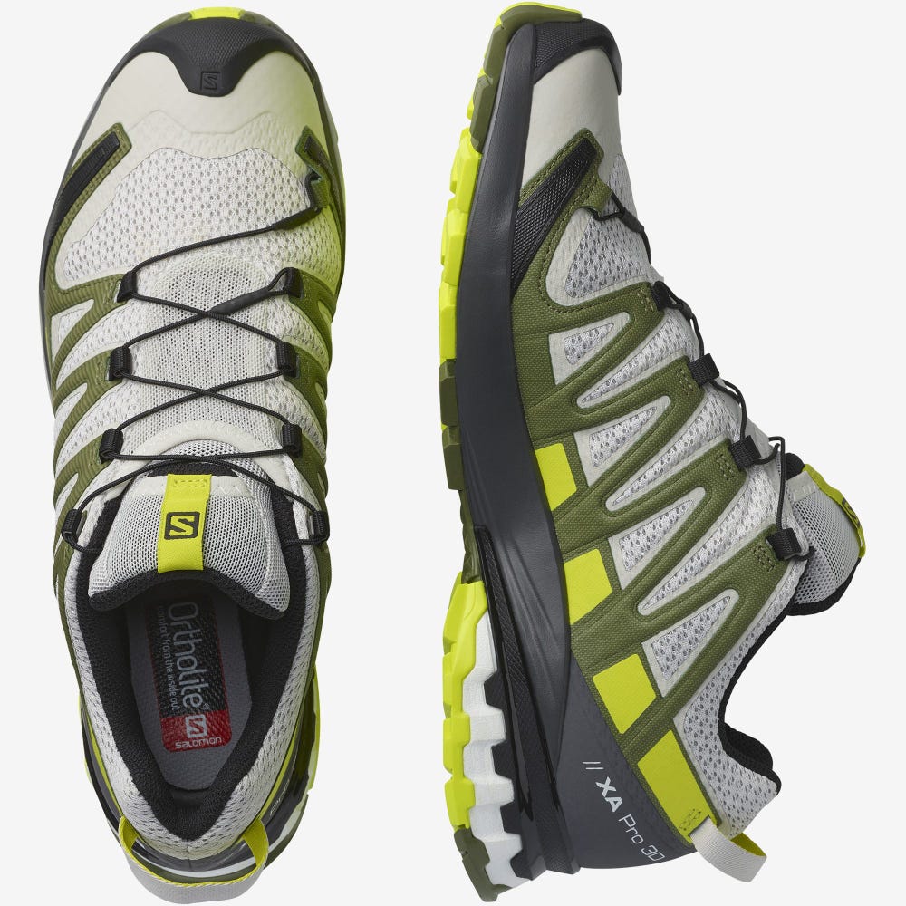 Men's Salomon XA PRO 3D v8 Trail Running Shoes Grey/Green | XCYG-17406